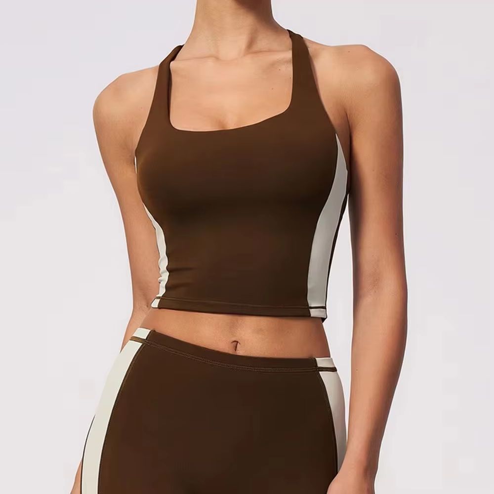 Women Halter Color Block Padde - Pilates Yoga Logo recension och pris