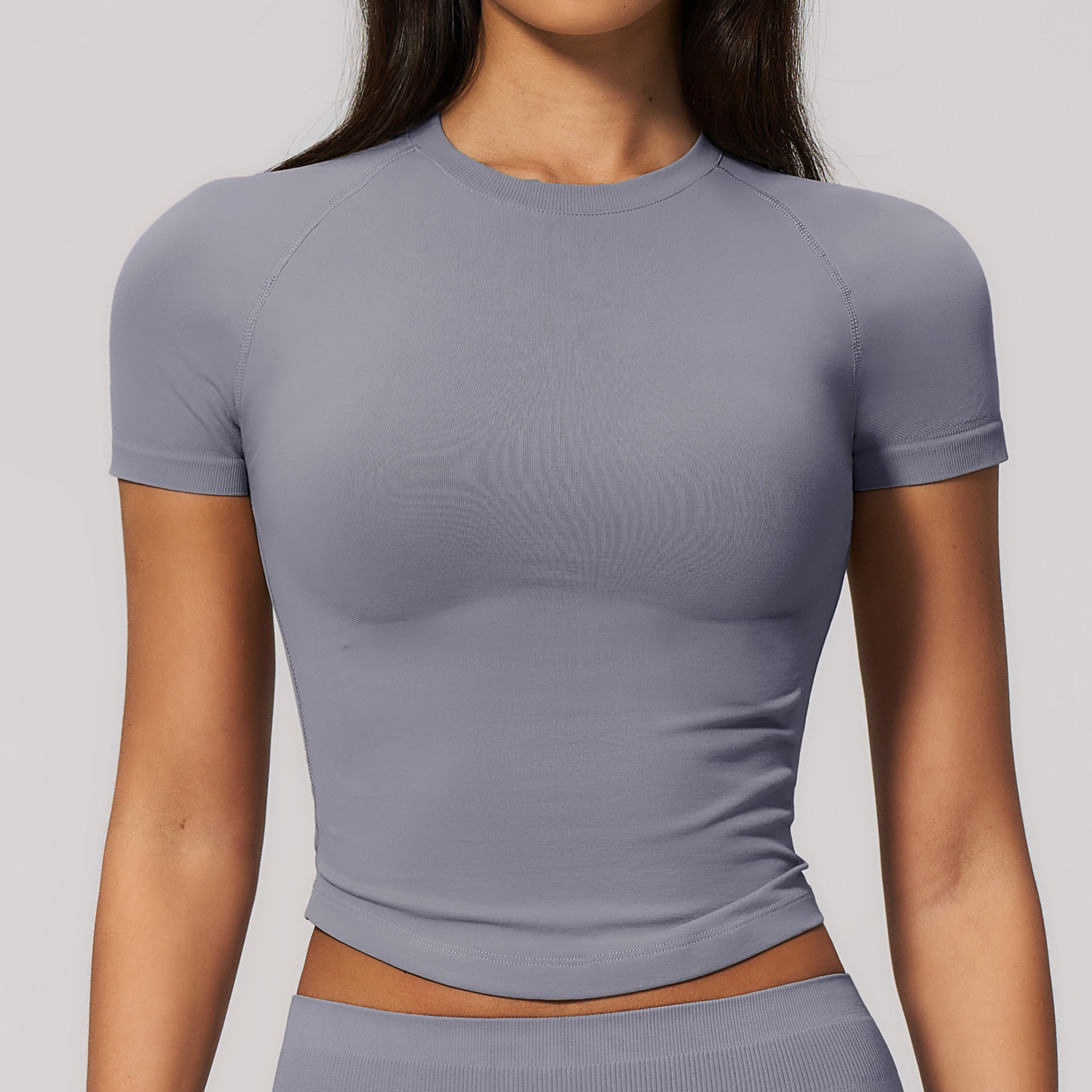 Women Seamless Ribbed Crew Nec - Pilates Yoga Logo recension och pris