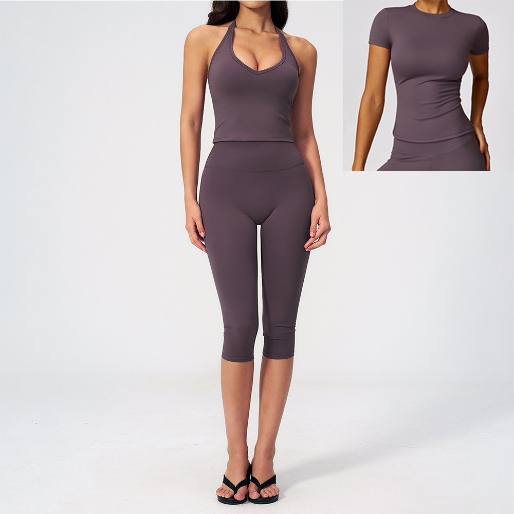 Women Halter Ruched V Neck 2/3 - Pilates Yoga Logo recension och pris