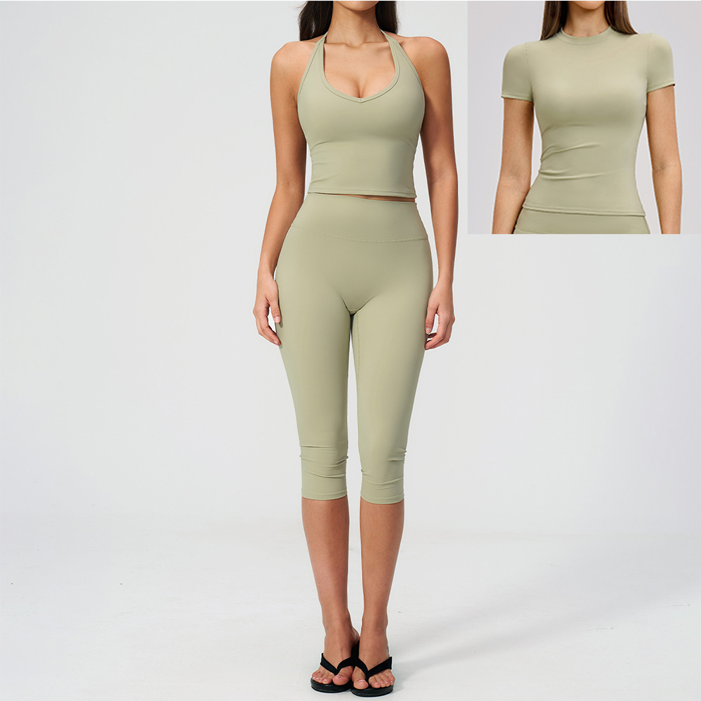 Women Halter Ruched V Neck 2/3 - Pilates Yoga Logo recension och pris
