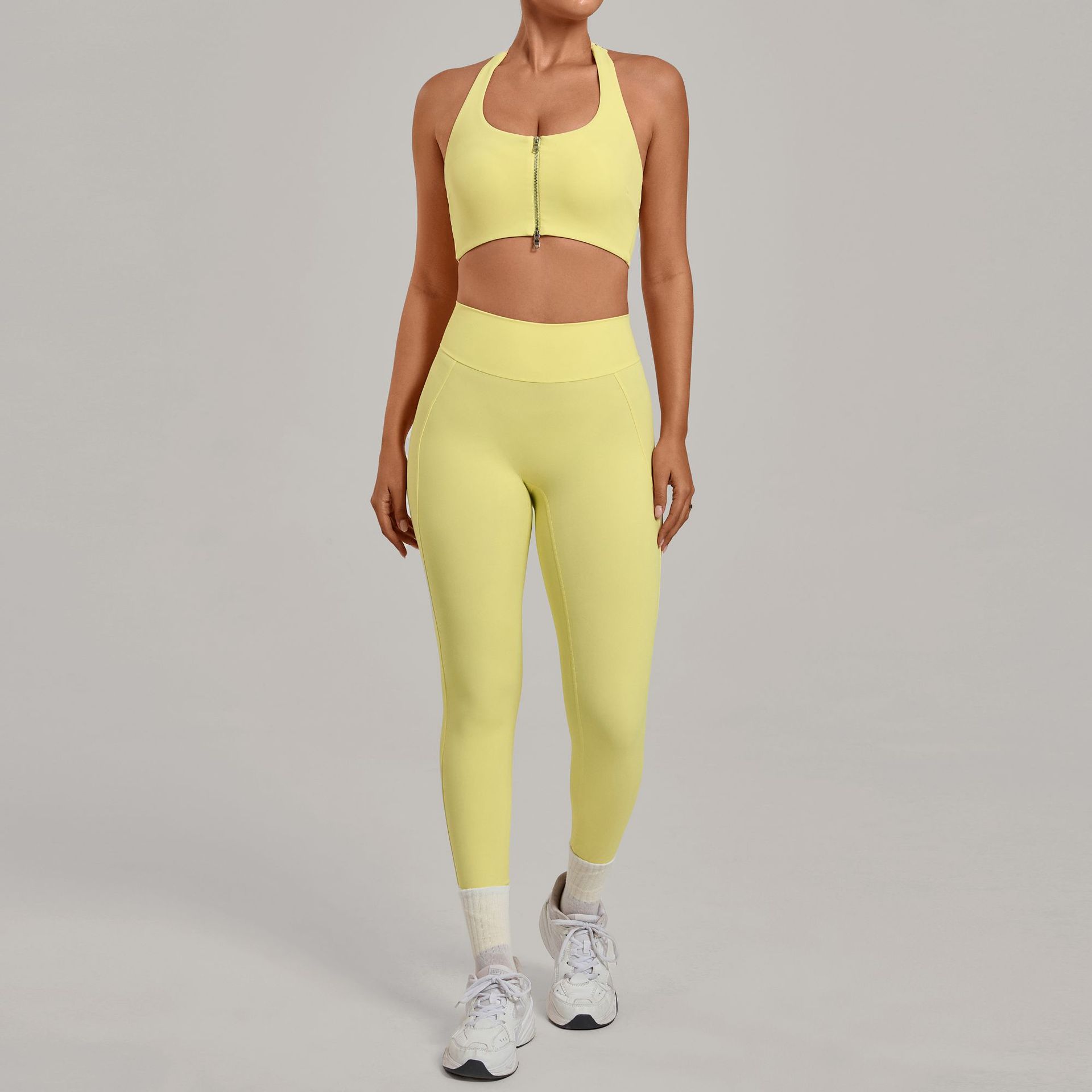 Women Halter Zip Sports Bra Hi - Pilates Yoga Logo recension och pris
